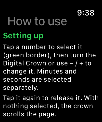 The How to use page on the watch, starting with Setting up